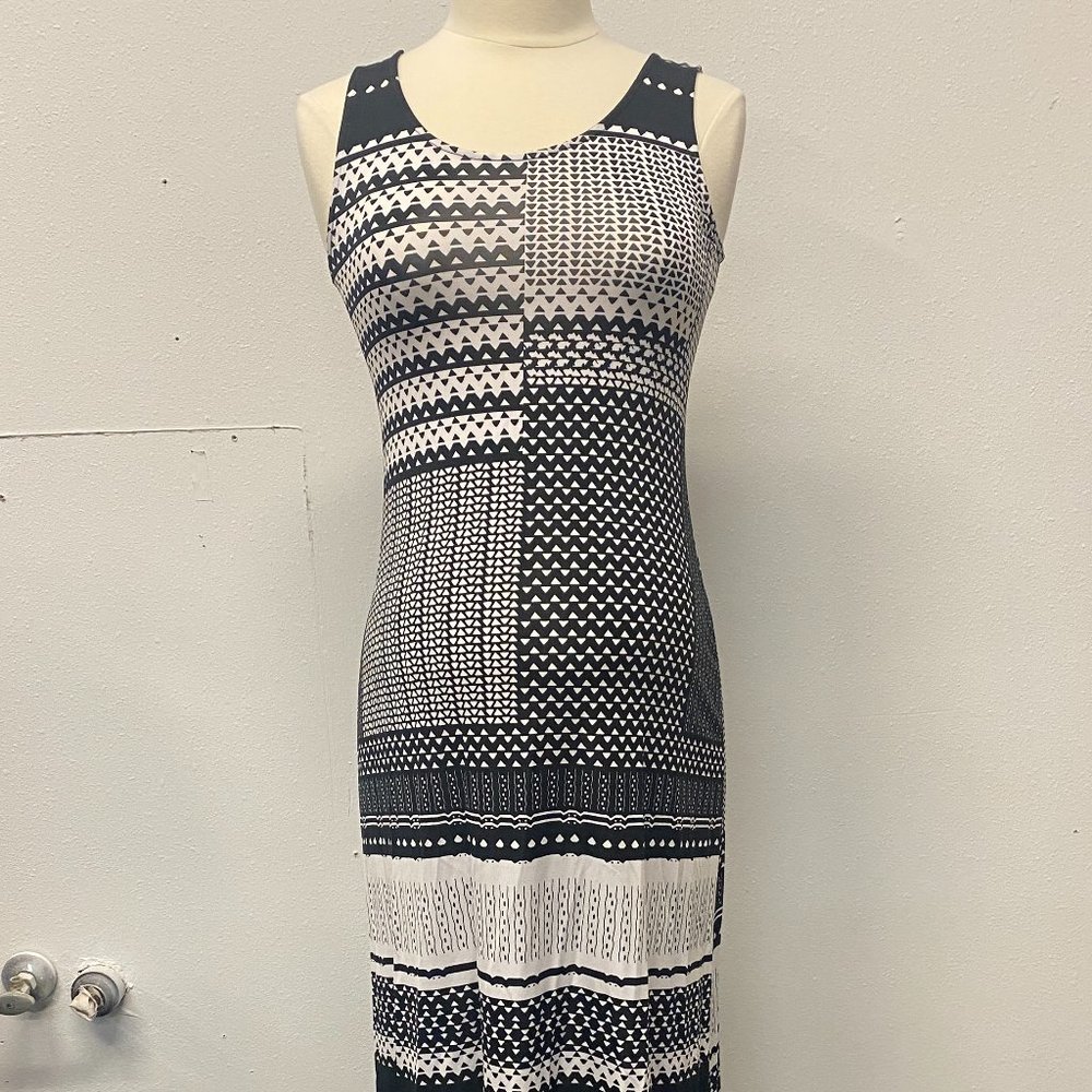 Black and White Maternity Maxi Tank Dress